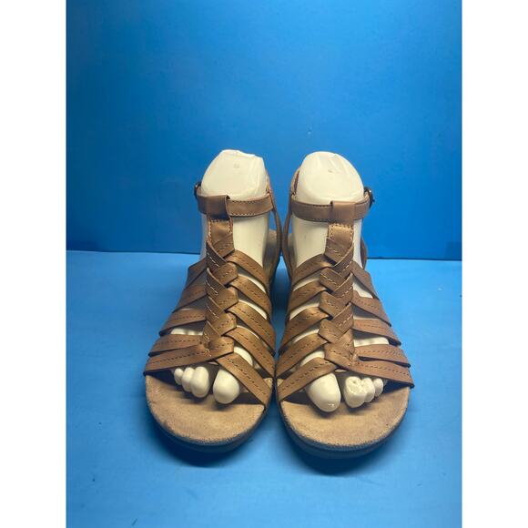 YUU Memory Foam Hilly Tan Ankle Strappy Wedge Sandals Women's Size 8 M - Picture 5 of 13